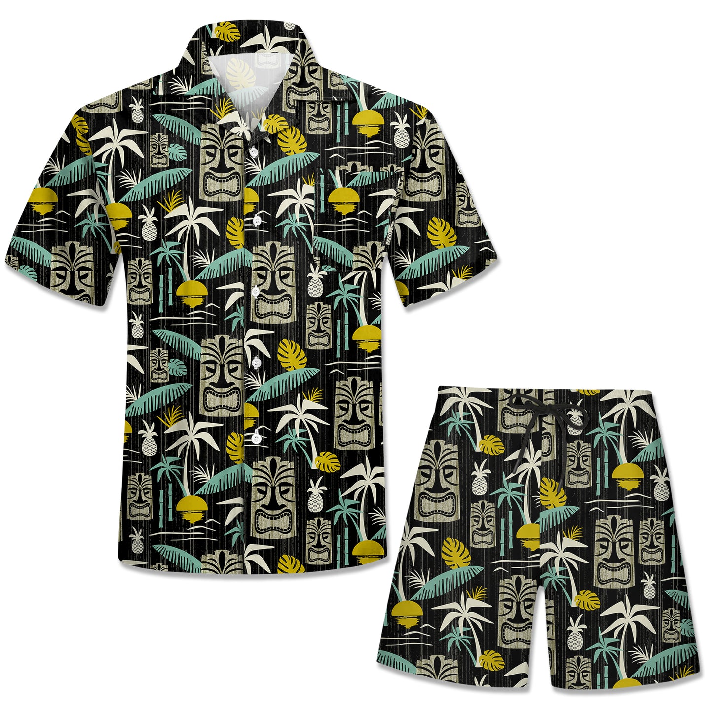 Custom Your Graphic Shirts Men Short Sleeve Two Pieces Set Sublimation Printing Mens Floral Hawaiian Shirt and Shorts Set