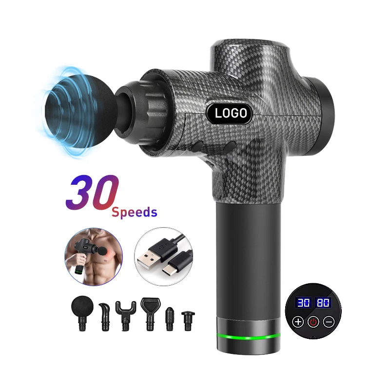 Dropshipping Electric Quite Double Head Fascial Gun Massager Deep Tissue Percussion Muscle Massage Gun