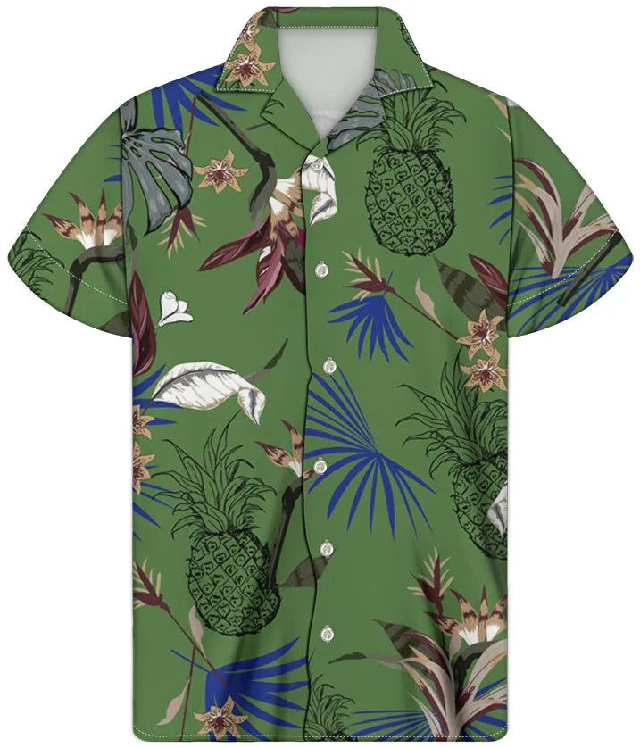 Fancy Gold Shirts for Men Polynesian Tribal Fabric Hawaiian Short Sleeve Shirt Men Summer Clothing for Men's Tropical Tops Shirt