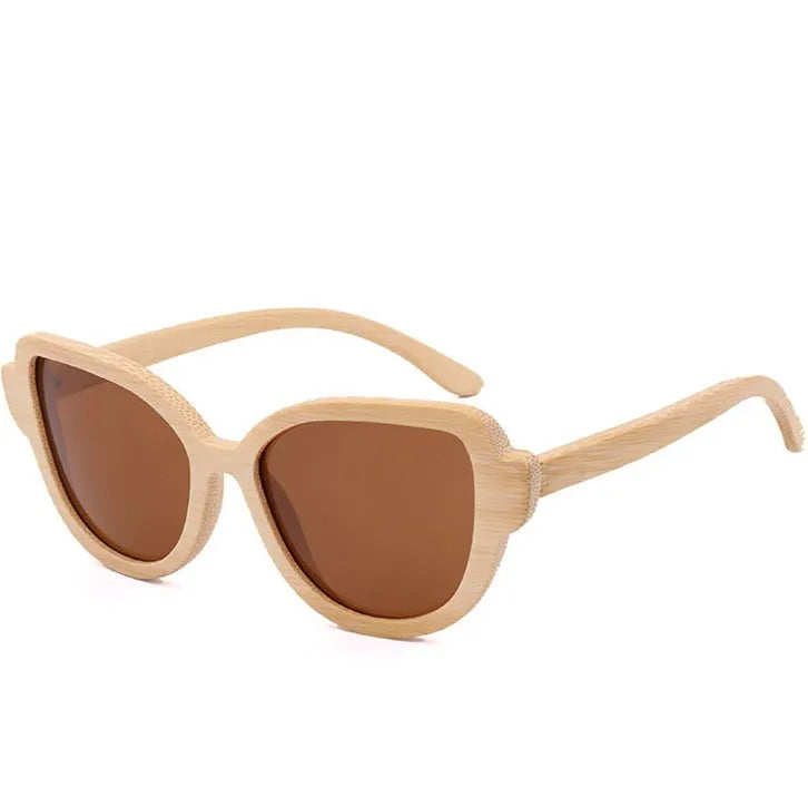 DL Glasses Cat Eye Fashion Bamboo Wood Sunglasses Polarized Mirror Lens Eco-Friendly Custom Logo Wholesale Gafas De Sol 2022