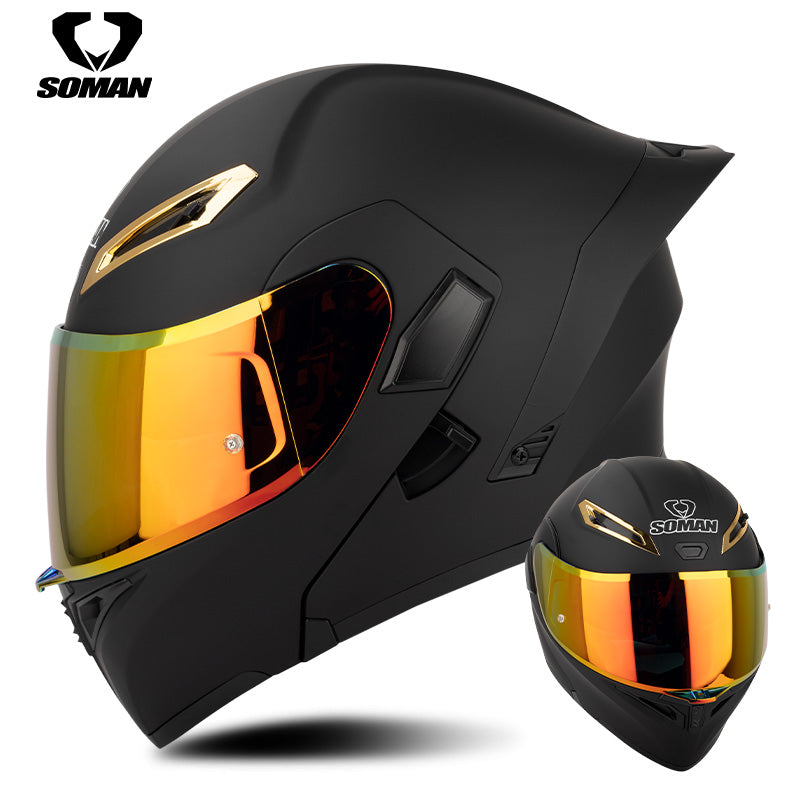 Dot Approved Double Sun Visor Flip Up Motorcycle Riding Helmets Open Face Motocross Racing Helmet Full Face Motorbike Helmet