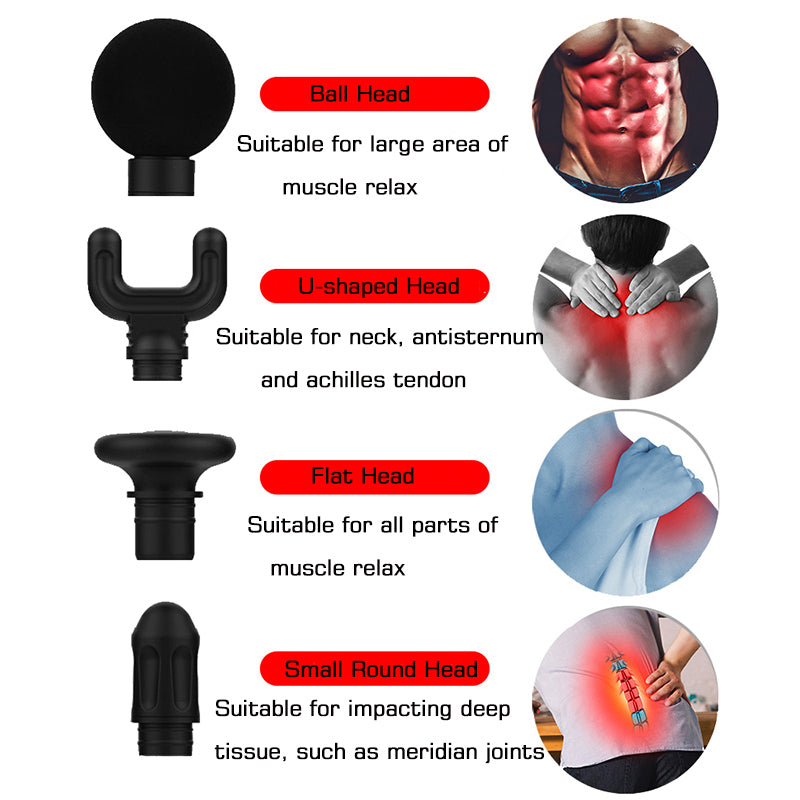 Dropshipping Double Head Pocket Gun Massager Power Booster Deep Tissue Percussion Muscle Fascia Double Dual Head Massage Gun