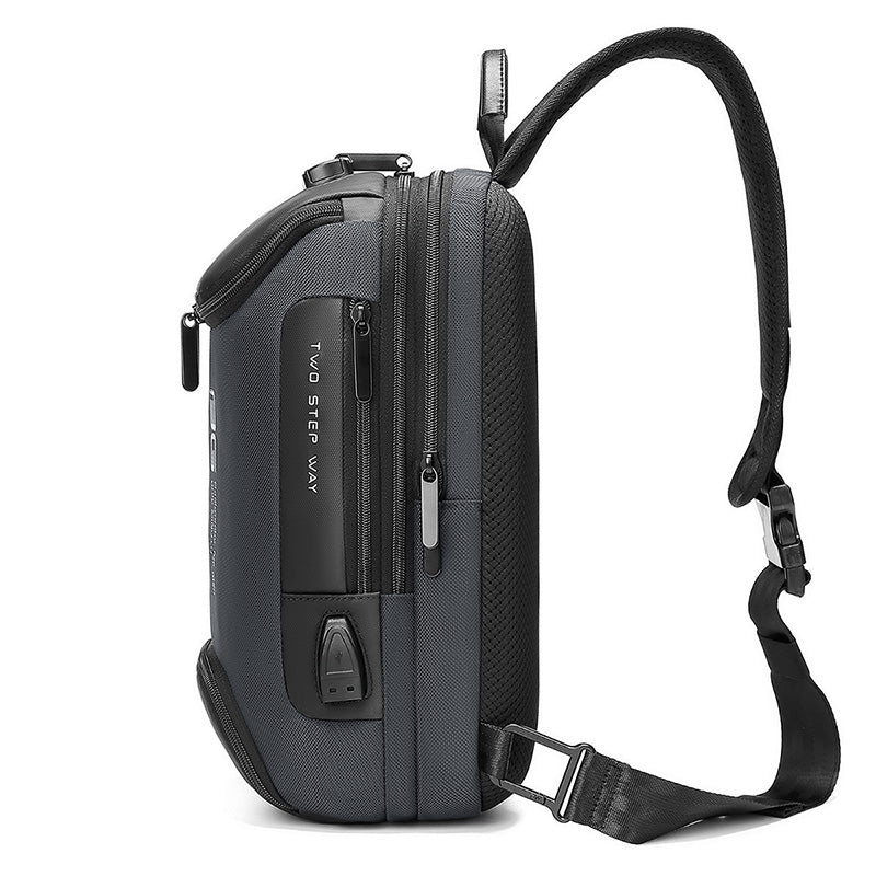 Factory New Design Usb Men Fashion Travel Waterproof Portable Men Shoulder Crossbody Sling Bag