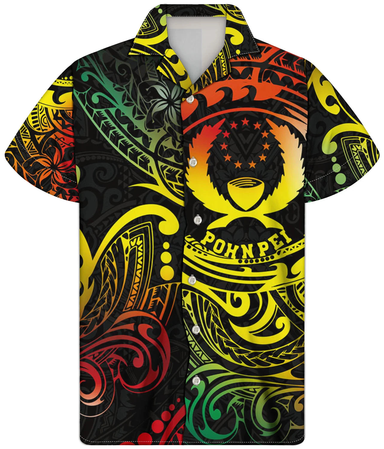 Fancy Gold Shirts for Men Polynesian Tribal Fabric Hawaiian Short Sleeve Shirt Men Summer Clothing for Men's Tropical Tops Shirt