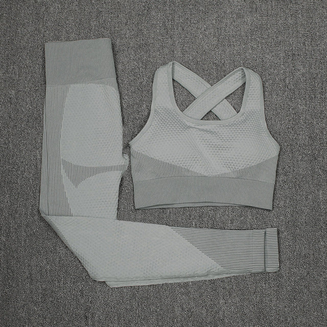 Women Activewear 3 Piece Crop Top Fitness Leggings Workout Bra Sports Jacket With Zipper Fitness Yoga Wear Sets for Ladies