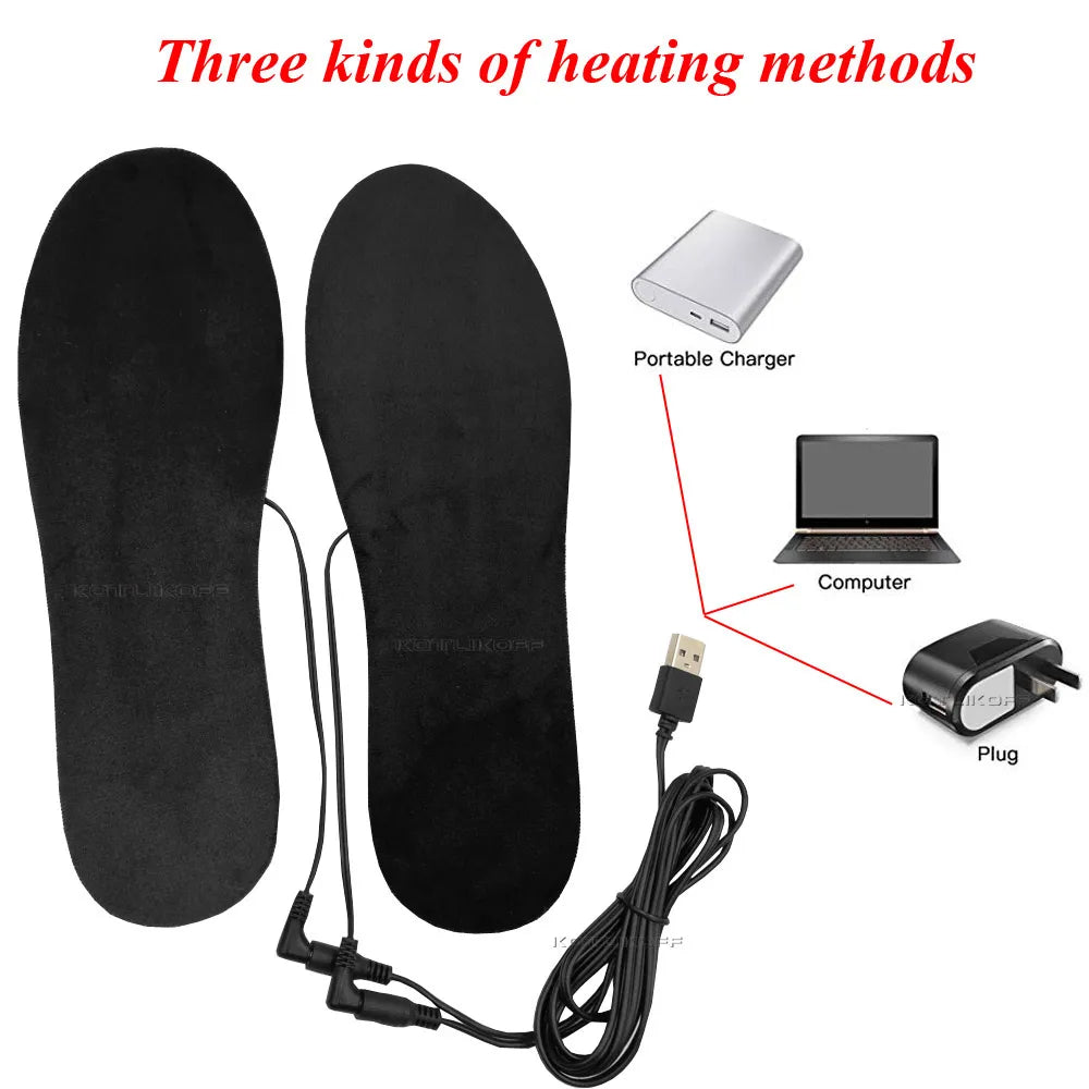 KOTLIKOFF USB Heated Shoe Insoles Feet Warm Sock Pad Mat Electrically Heating Insoles Washable Warm Thermal Winter Insole Unisex