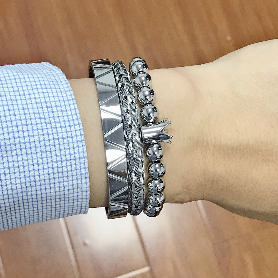 Top Quality Luxury Royal Crown Bracelets & Bangles Fashion Stainless Steel Men' Jewelry Do Not Fade Jewellery Sets Bracelet Male