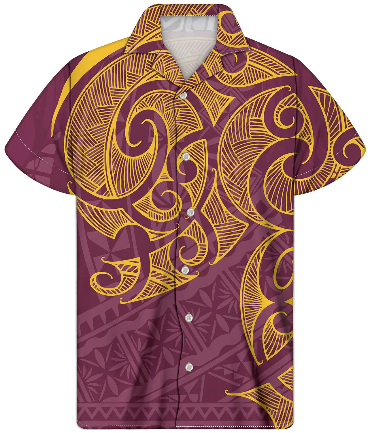 Fancy Gold Shirts for Men Polynesian Tribal Fabric Hawaiian Short Sleeve Shirt Men Summer Clothing for Men's Tropical Tops Shirt
