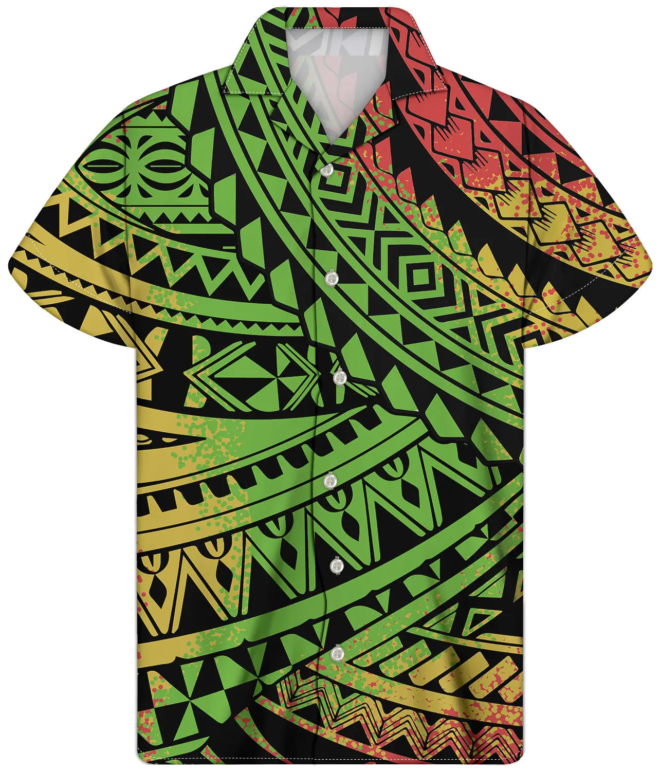 Fancy Gold Shirts for Men Polynesian Tribal Fabric Hawaiian Short Sleeve Shirt Men Summer Clothing for Men's Tropical Tops Shirt