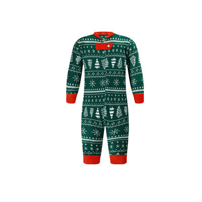 New Design Wholesale Sleeping Wear Christmas Trees Printed Pajamas Color Patchwork Christmas Family Pajama Set