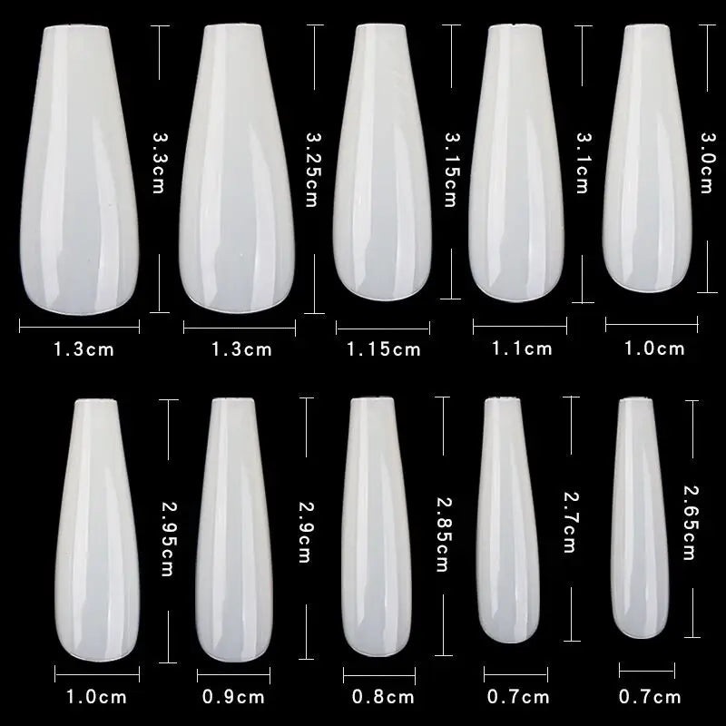 Long Coffin Stiletto Fake Nails ABS New Design Ballerina Nail Art Tips Clear/Natural Fake Nails Tips