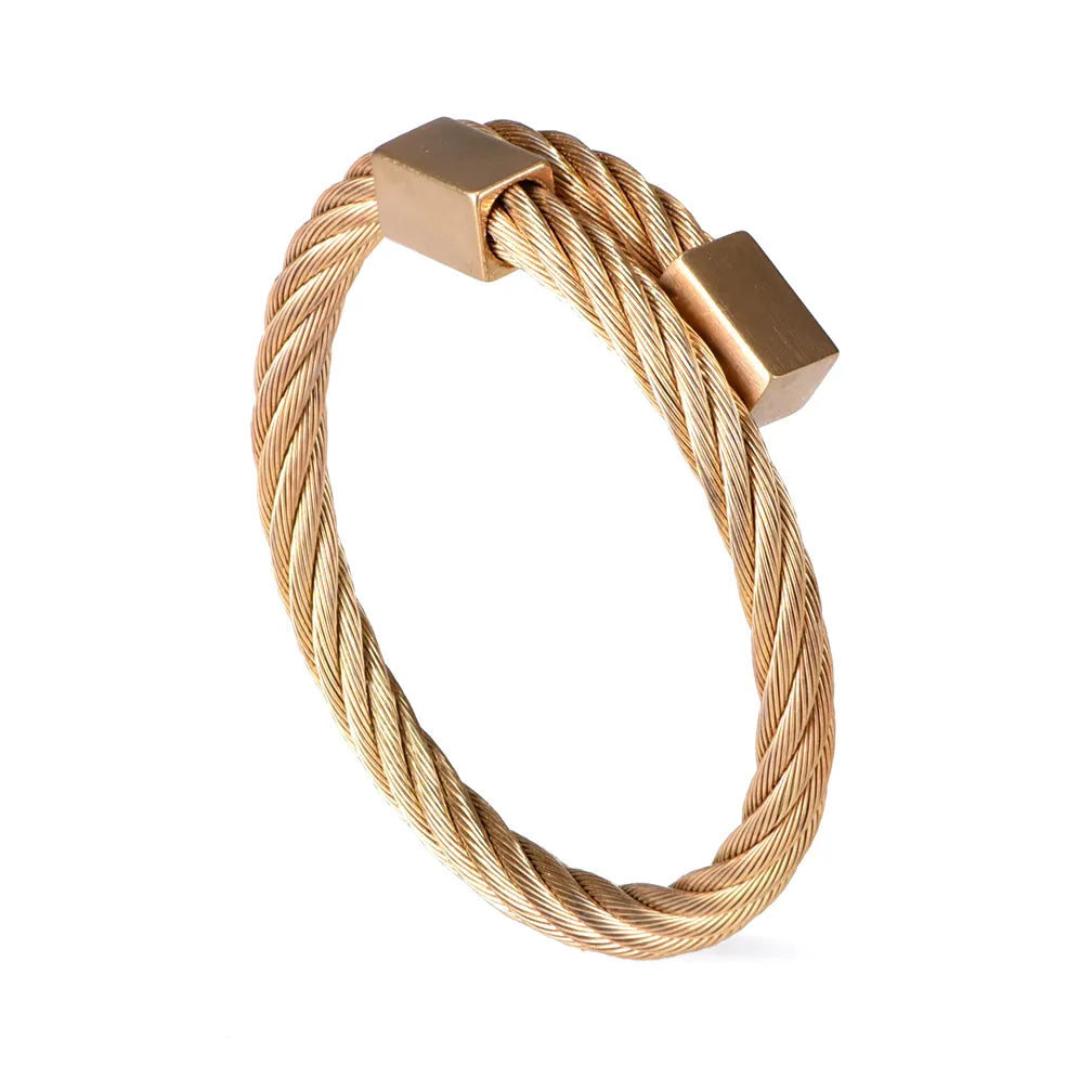 Luxury Roman Number Charm Woven Stainless Steel Bracelet Hip Hop Men Jewelry Gold Color Jewelry for  Men Pulseira Bileklik