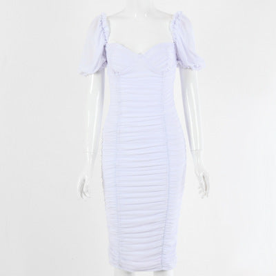 2022New Ruched v Neck Women Dress Night Party Dresses Back Slit Bodycon Summer Celebrity Runway Party Midi Dress Drop Shipping