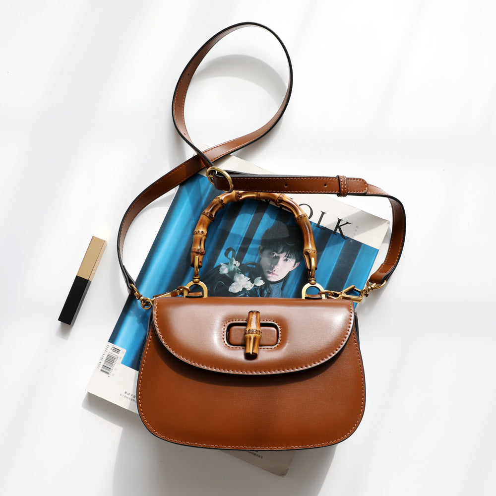 2022  Face Designer Ins Women Crossbody Bag Shoulder Messenger Bag Personality Bamboo Hand-Held Small Square Shape Leather Bag
