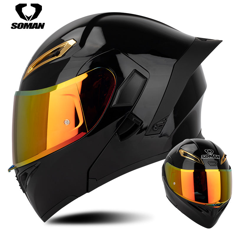 Dot Approved Double Sun Visor Flip Up Motorcycle Riding Helmets Open Face Motocross Racing Helmet Full Face Motorbike Helmet