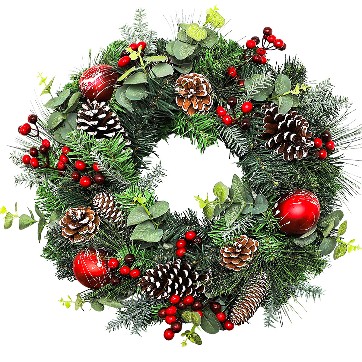 New Design Christmas Door Decoration Christmas Ball Garland Pine Needle Pine Cone Wreath