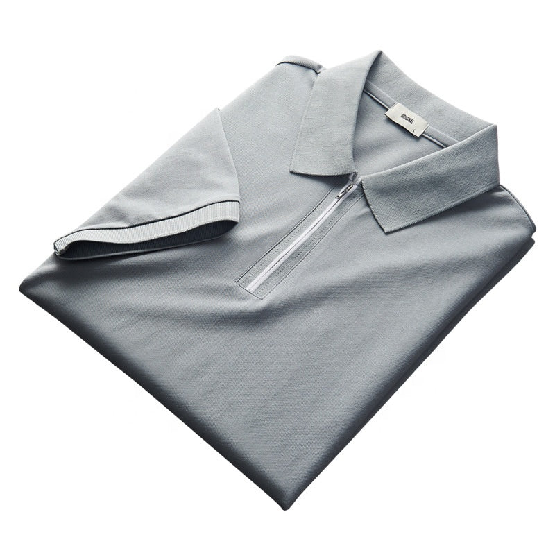 Polo Shirt Men's New Loose Mercerized Cotton Trendy Solid Color Casual Polo Collar Half Sleeve Wholesale