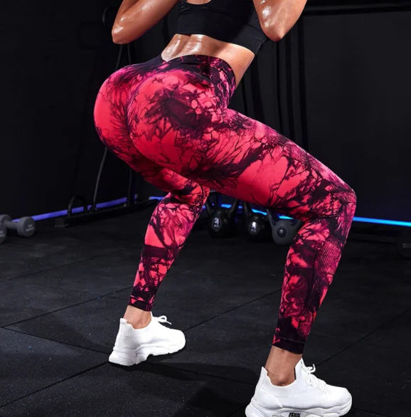 Tie Dye Leggings Stretch Gym Scrunch Butt Wear Women Fitness Leggings Pants