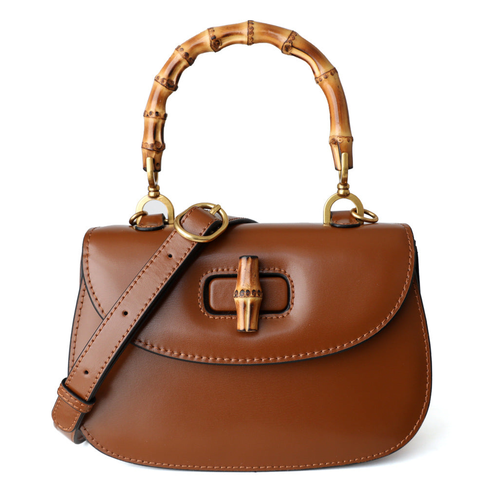 2022  Face Designer Ins Women Crossbody Bag Shoulder Messenger Bag Personality Bamboo Hand-Held Small Square Shape Leather Bag