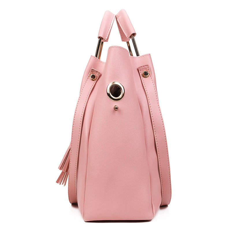 Hot Sell Casual Multi Function Burgundy Women Tote Shoulder Bag Leather Hand Bags Ladies Purses Handbags Set