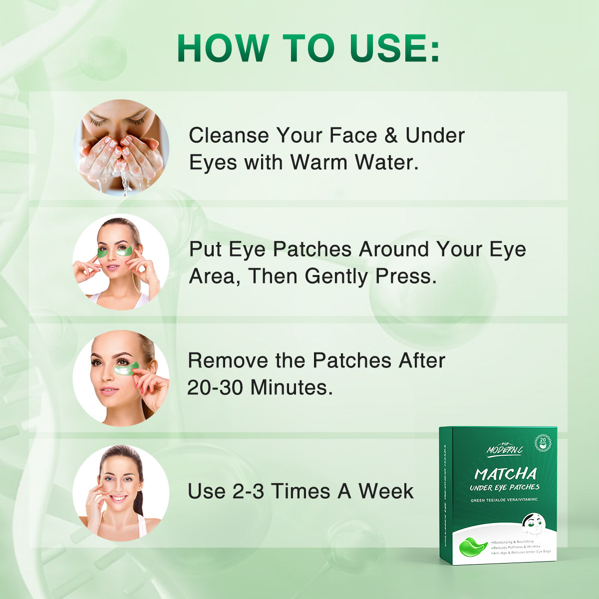 Hydrogel  Green Tea Eye Gel Patch Under Eye Patches Green Tea Hydrogel Patches for Panda Eyes