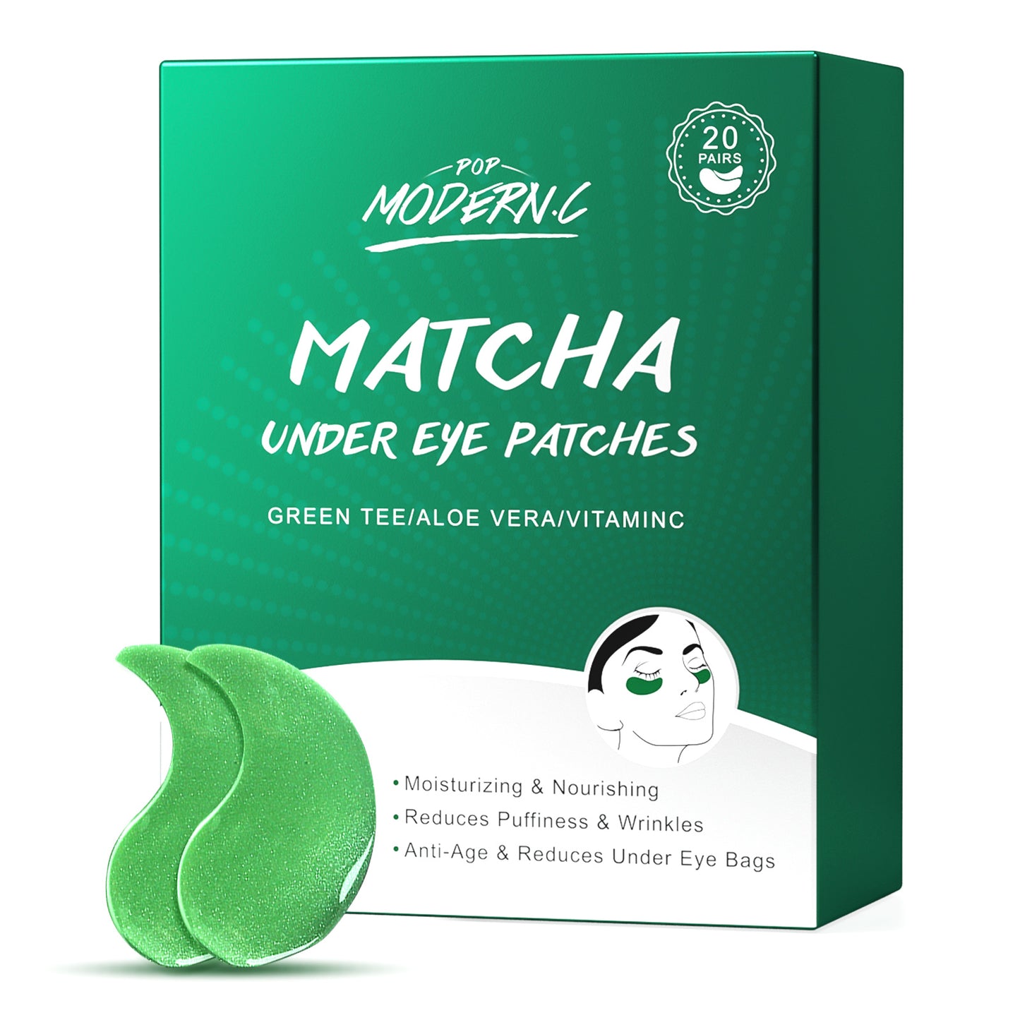 Hydrogel  Green Tea Eye Gel Patch Under Eye Patches Green Tea Hydrogel Patches for Panda Eyes