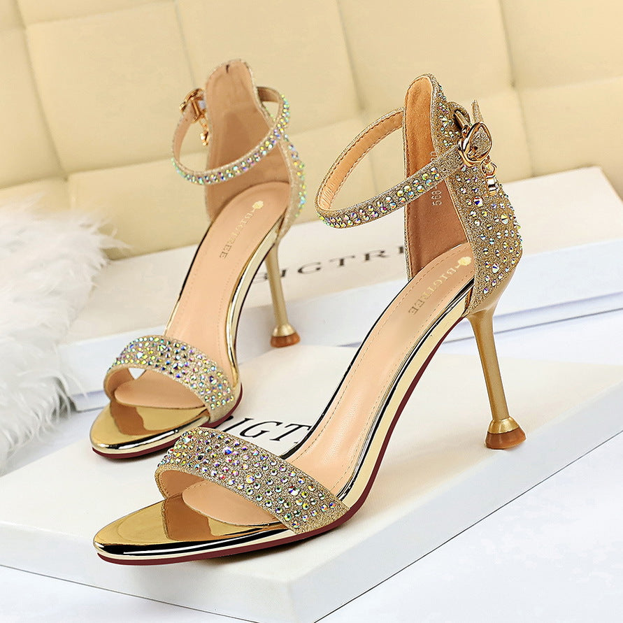 S995F High-Heel Shallow Mouth Pointed Toe Sparkling Sequins Sexy Slim Women Wedding Luxury Shoes