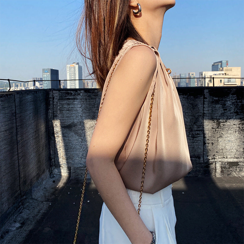 Formal Silk Blouses Elegant Women Solid Sleeveless Tank Luxury Tops Ladies Fashion White Satin Office Summer Blouses for Woman
