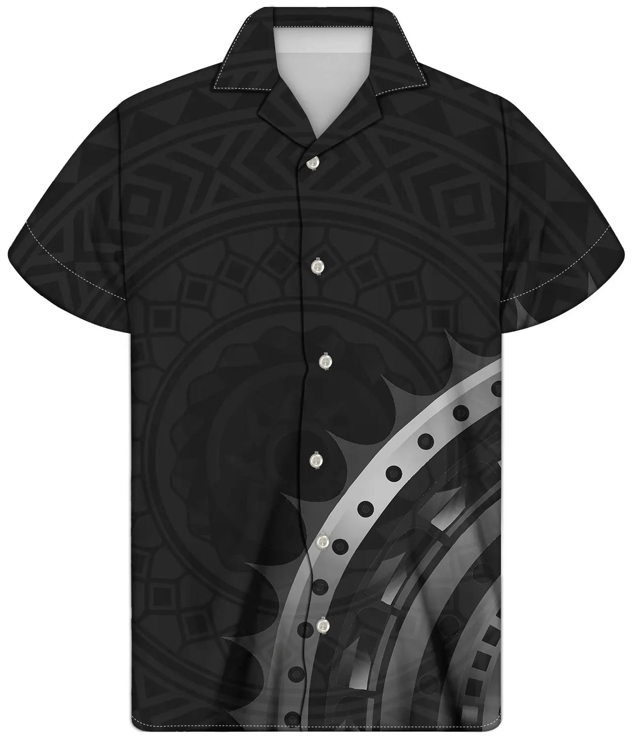Fancy Gold Shirts for Men Polynesian Tribal Fabric Hawaiian Short Sleeve Shirt Men Summer Clothing for Men's Tropical Tops Shirt