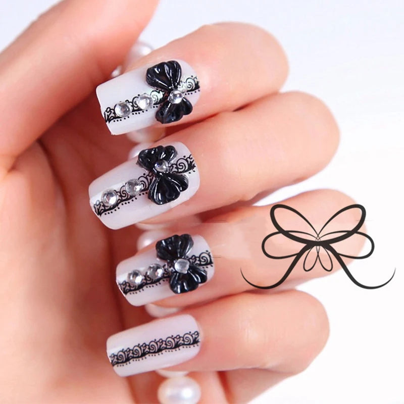 24pcs False Nails Floral Beads Decorated Artificial Nail Tips Bride Reusable Fingernails Fake Nail Press on Nail накладные ногти