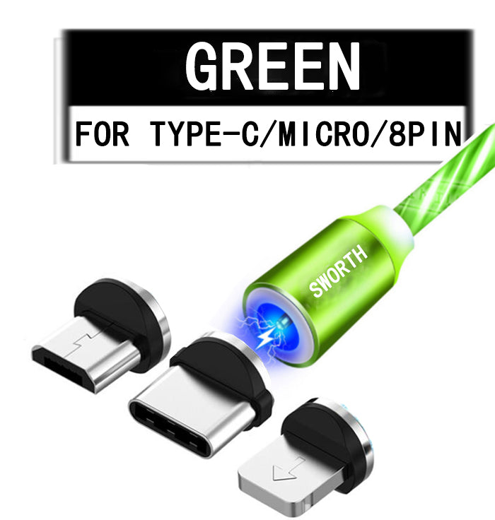 Magnetic Luminous Charging Cable Magnetic Charging Cable 3 in 1 Magnetic Usb Cable