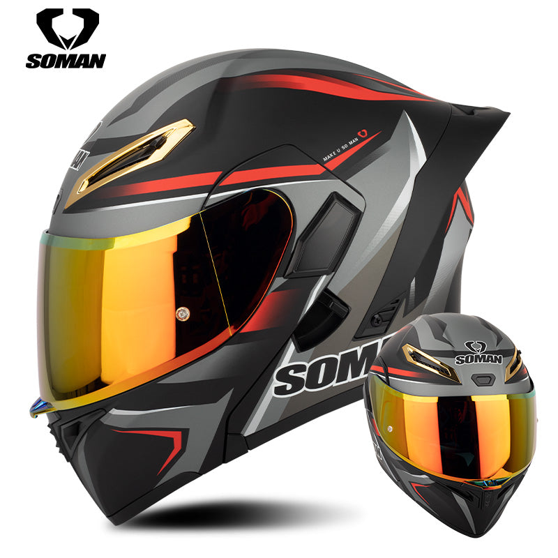 Dot Approved Double Sun Visor Flip Up Motorcycle Riding Helmets Open Face Motocross Racing Helmet Full Face Motorbike Helmet