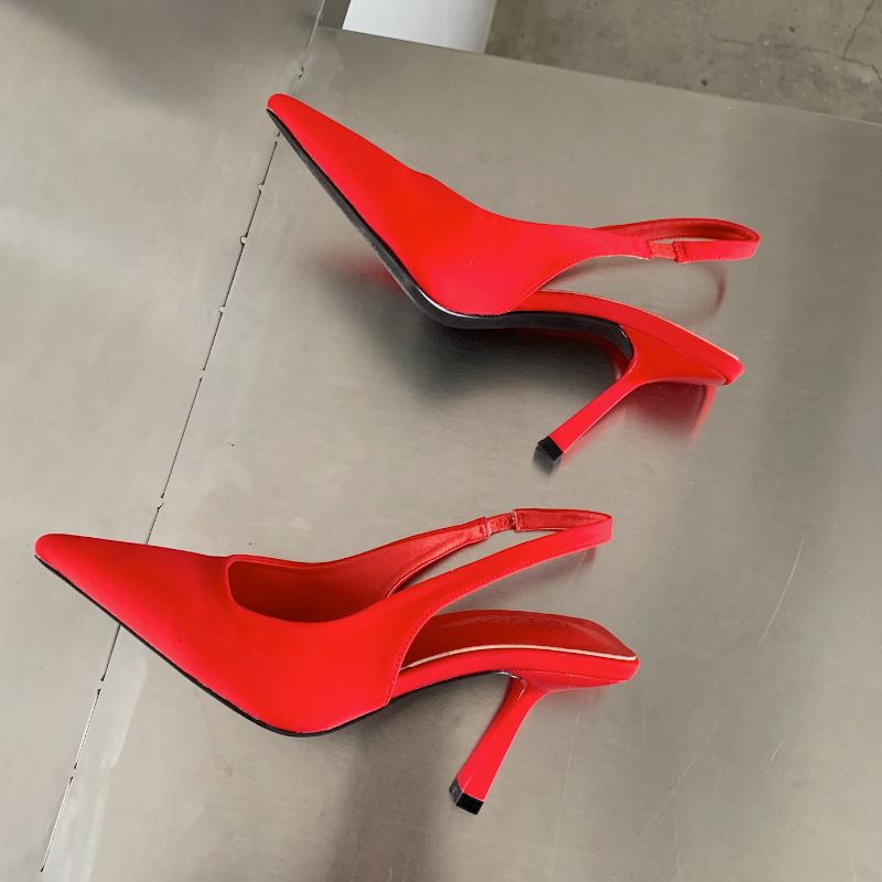 35-41 Candy Color New Fashion Tacones Mujer Pumps Pointy Toe Women Sexy Sling Back Heels