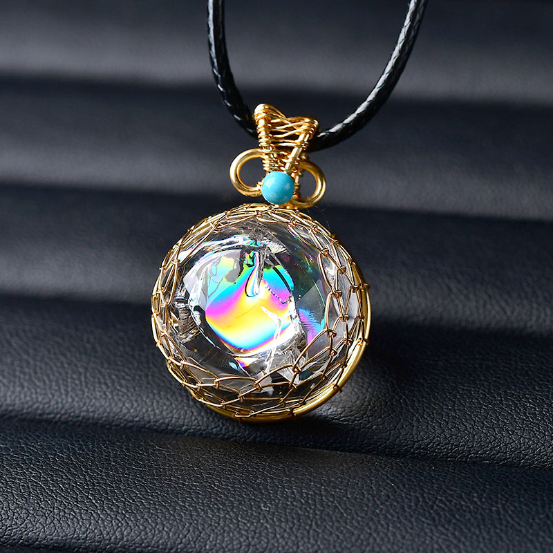 Natural Clear Quartz Aura Ball Shape Quartz Mineral Jewelry Healing Stone for Men Women Jewelry Gift