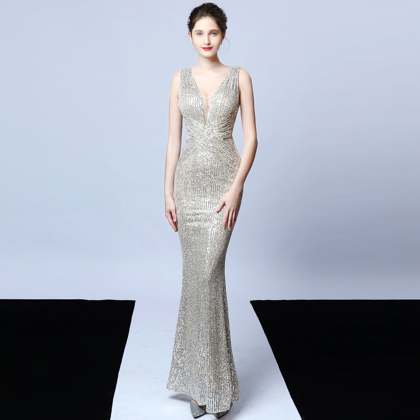 Fashion Sexy Slit Evening Dress Women Elegant Long Party Dress Formal Women Dress