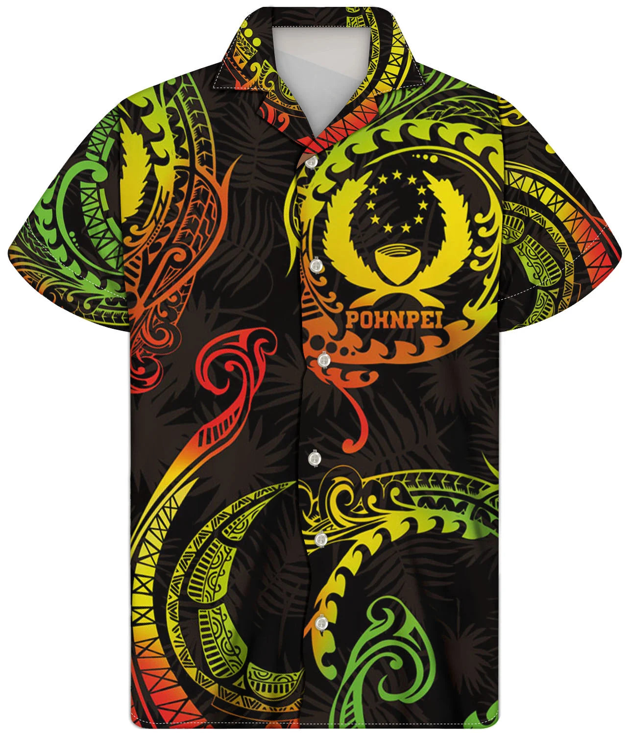 Fancy Gold Shirts for Men Polynesian Tribal Fabric Hawaiian Short Sleeve Shirt Men Summer Clothing for Men's Tropical Tops Shirt