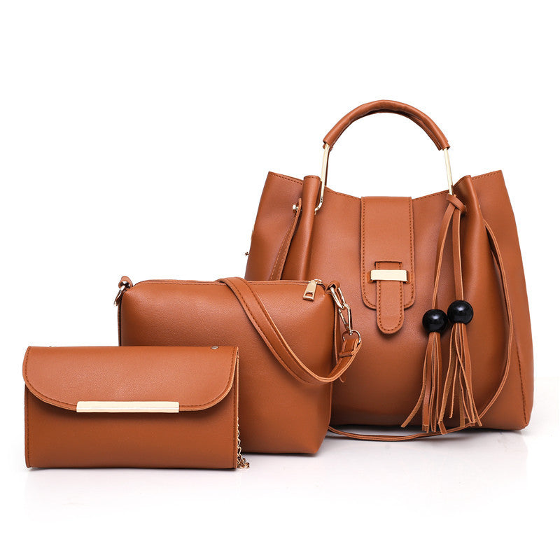 Hot Sell Casual Multi Function Burgundy Women Tote Shoulder Bag Leather Hand Bags Ladies Purses Handbags Set