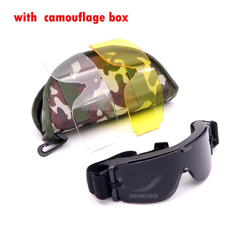 Army Tactical Glasses Airsoft Glasses Paintball Shooting Glasses Windproof Military Tactical Goggles Anti-Uv Protection Glasses