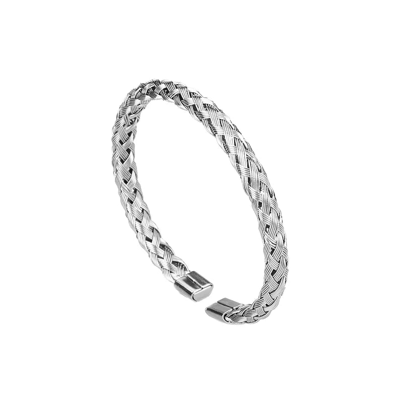 Luxury Roman Number Charm Woven Stainless Steel Bracelet Hip Hop Men Jewelry Gold Color Jewelry for  Men Pulseira Bileklik