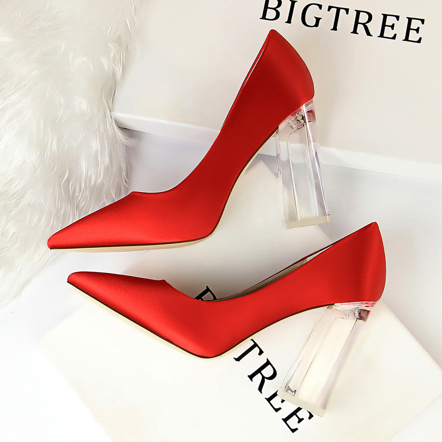 Hellosports 2021women Wedding Party Shoes Female Pumps Sexy Red Color Pointed Toe High Heels Casual Lady Evening Dress Shoes