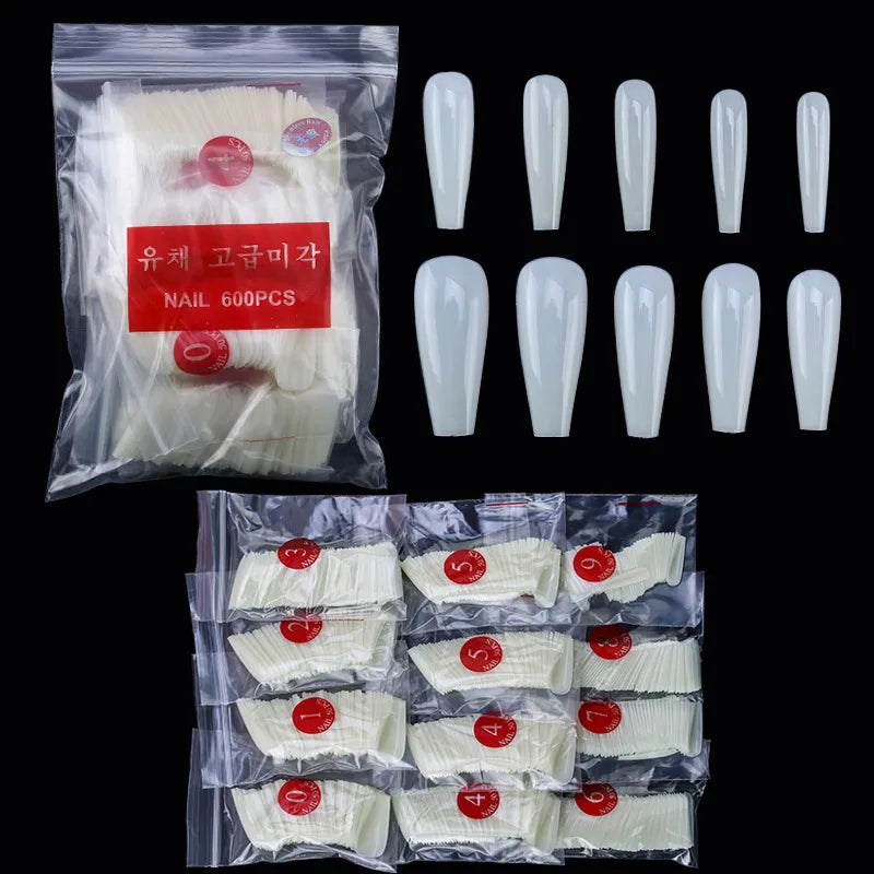 Long Coffin Stiletto Fake Nails ABS New Design Ballerina Nail Art Tips Clear/Natural Fake Nails Tips