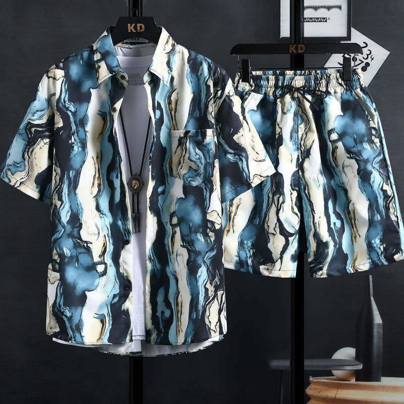 Beachwear Men Clothes Set Short Sleeve Floral Shirt Vacation Resort Hawaiian Shorts Two Piece Man Print Beach Men's Shirts Sets