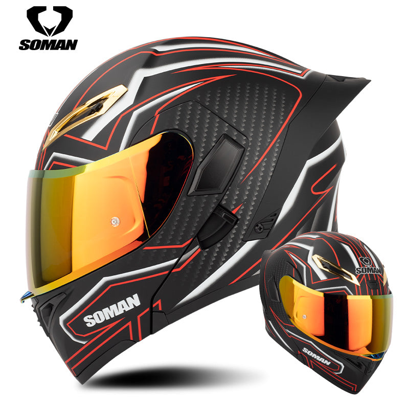 Dot Approved Double Sun Visor Flip Up Motorcycle Riding Helmets Open Face Motocross Racing Helmet Full Face Motorbike Helmet