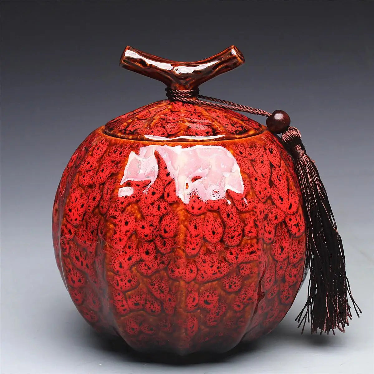 Pumpkin Style Tea Jar Ceramic Tea Barrel Black Tea Sealed Tank Storage Tank Puer Teacaddy 5 Color Optional Onsale