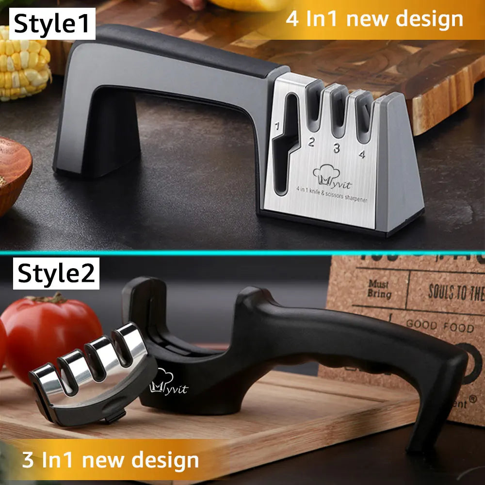 Knife Sharpener 4 in 1 Diamond Coated&Fine Rod Knife Shears and Scissors Sharpening Stone System Stainless Steel Blades