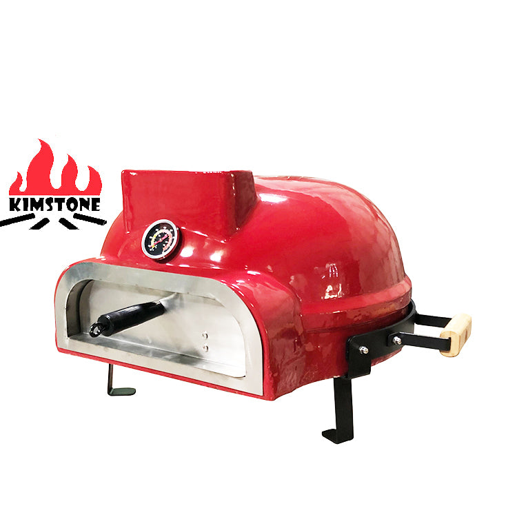 KIMSTONE Automatic Wood-Burning Grill Barbecue Smoke Pizza Oven Small Ceramic Wood L Garden With Big Pizza Plate