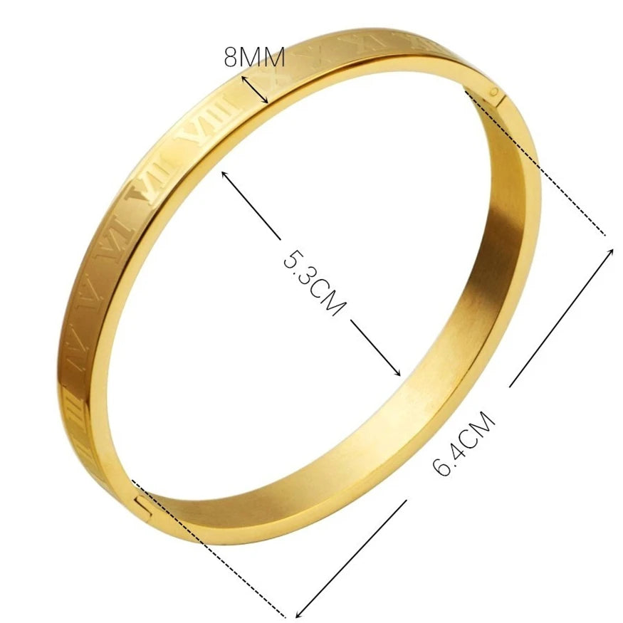 Luxury Roman Number Charm Woven Stainless Steel Bracelet Hip Hop Men Jewelry Gold Color Jewelry for  Men Pulseira Bileklik