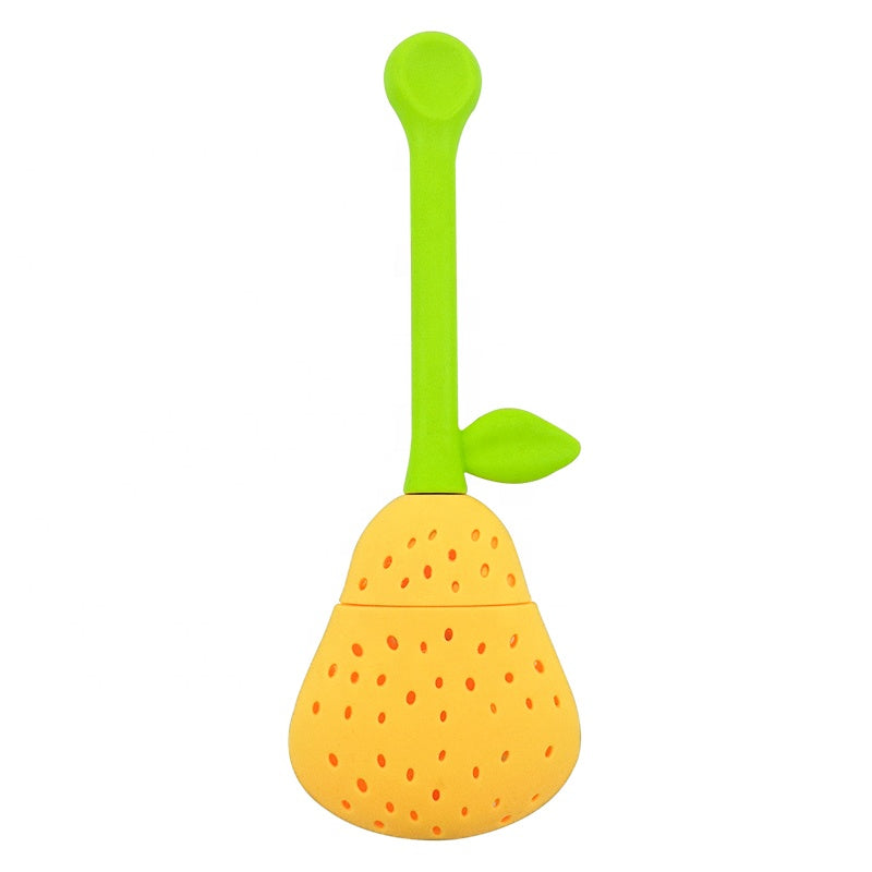 Low MOQ OEM Pear Shape Colorful Rubber Silicone Cute Tea Infuser