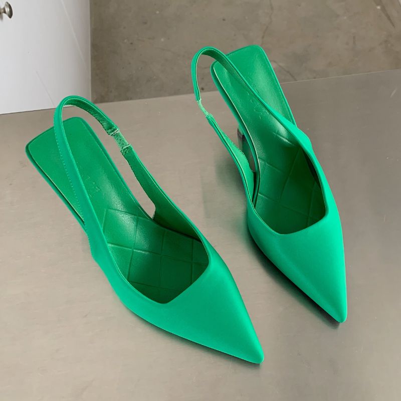 35-41 Candy Color New Fashion Tacones Mujer Pumps Pointy Toe Women Sexy Sling Back Heels