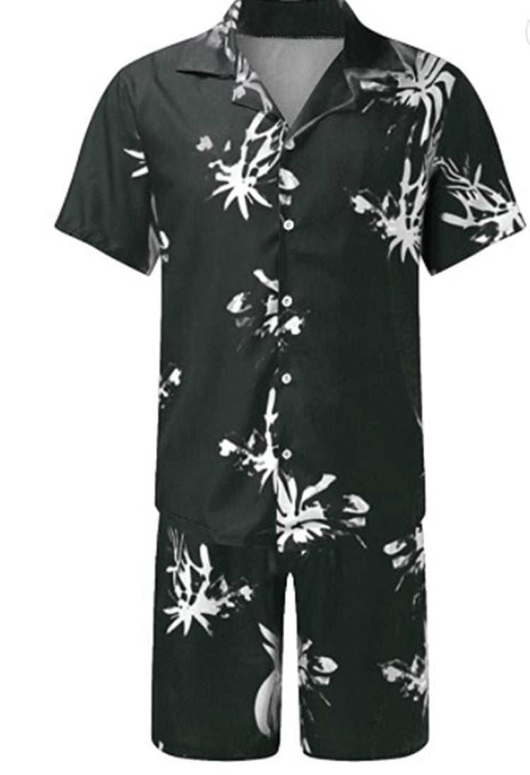 Summer Man Clothes Hawaiian Resort Print Set Men's Shorts Shirt Casual Beach Short Sleeve Two Piece Sets Beach Men Shirts